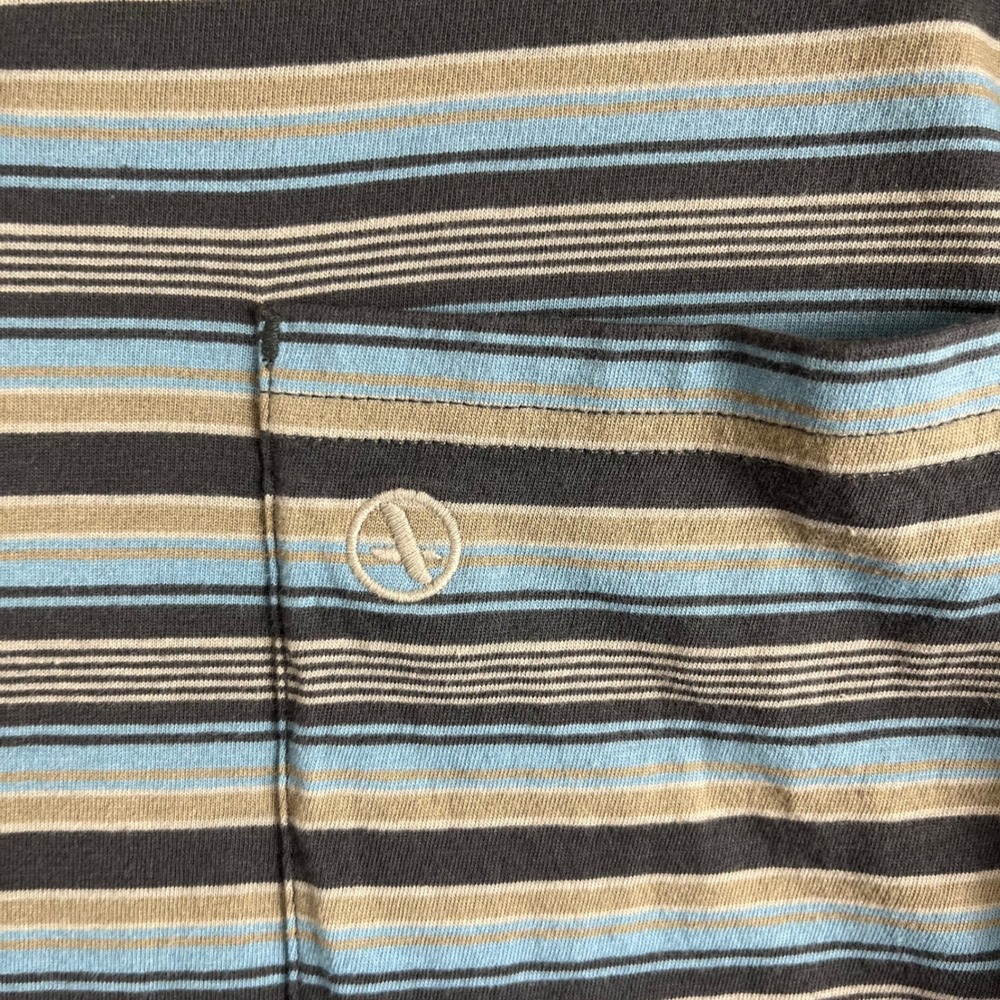 Aigle Long Sleeve Polo Mens XXL Blue Striped New Organic Cotton Pocket Shirt - Picture 10 of 12